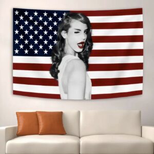 Lana del rey Flag Tapestry, Religious Tapestry, Wall Decoration, Aesthetic Room, Art Deco Tapestry Dormitory