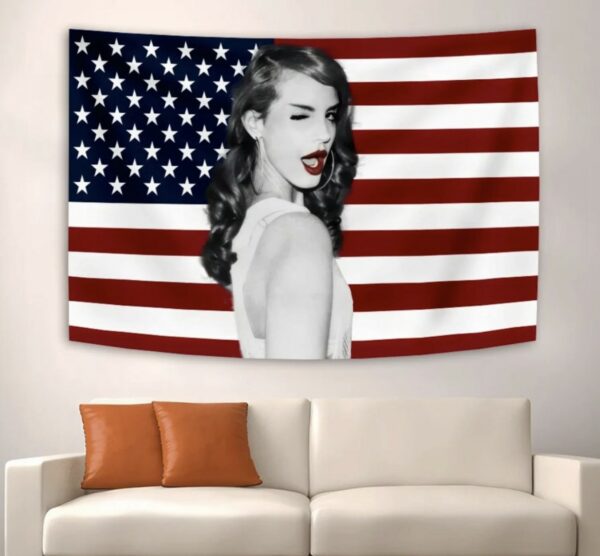 Lana del rey Flag Tapestry, Religious Tapestry, Wall Decoration, Aesthetic Room, Art Deco Tapestry Dormitory