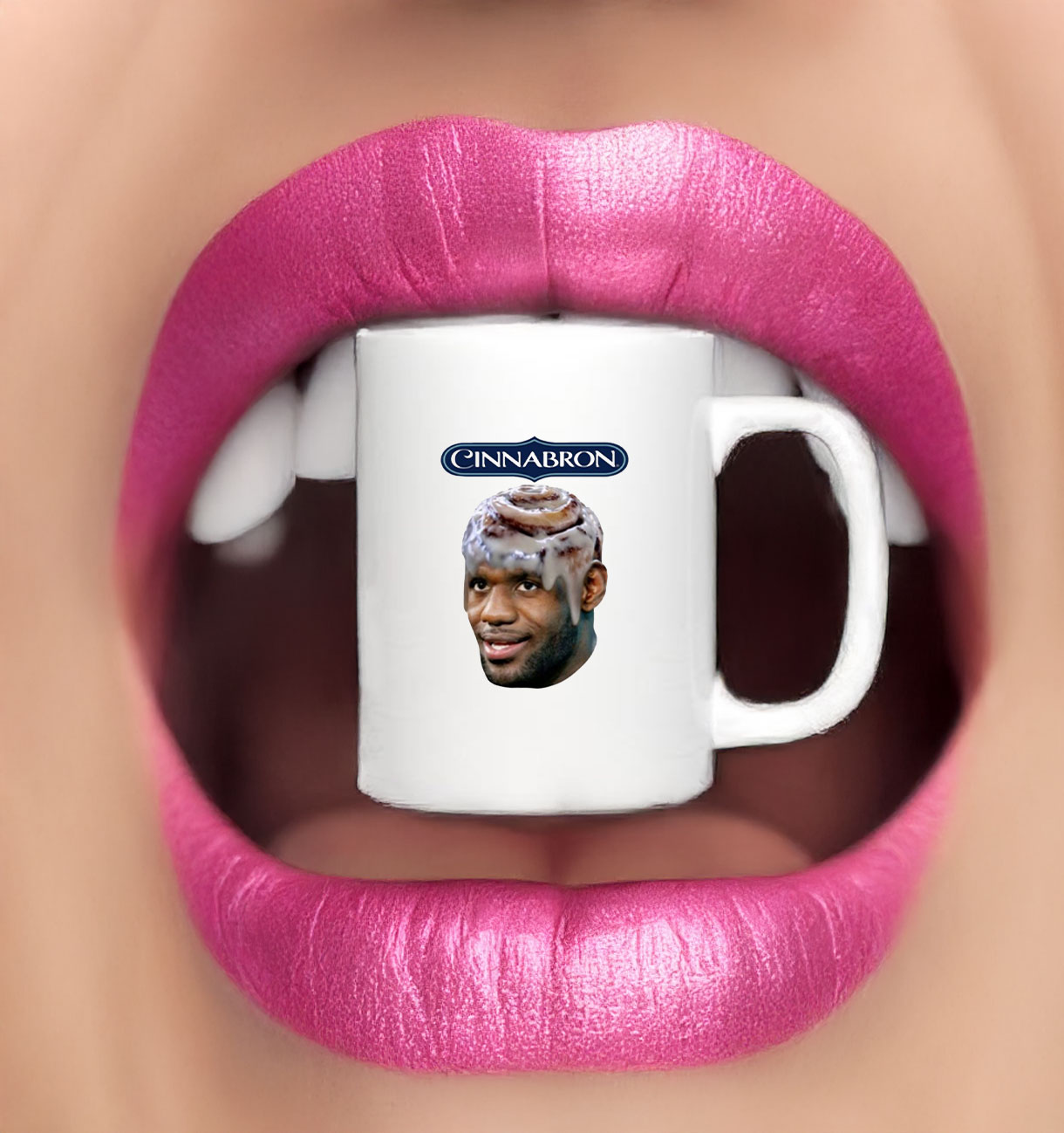 Boughettos Wearing Cinnabron Mug