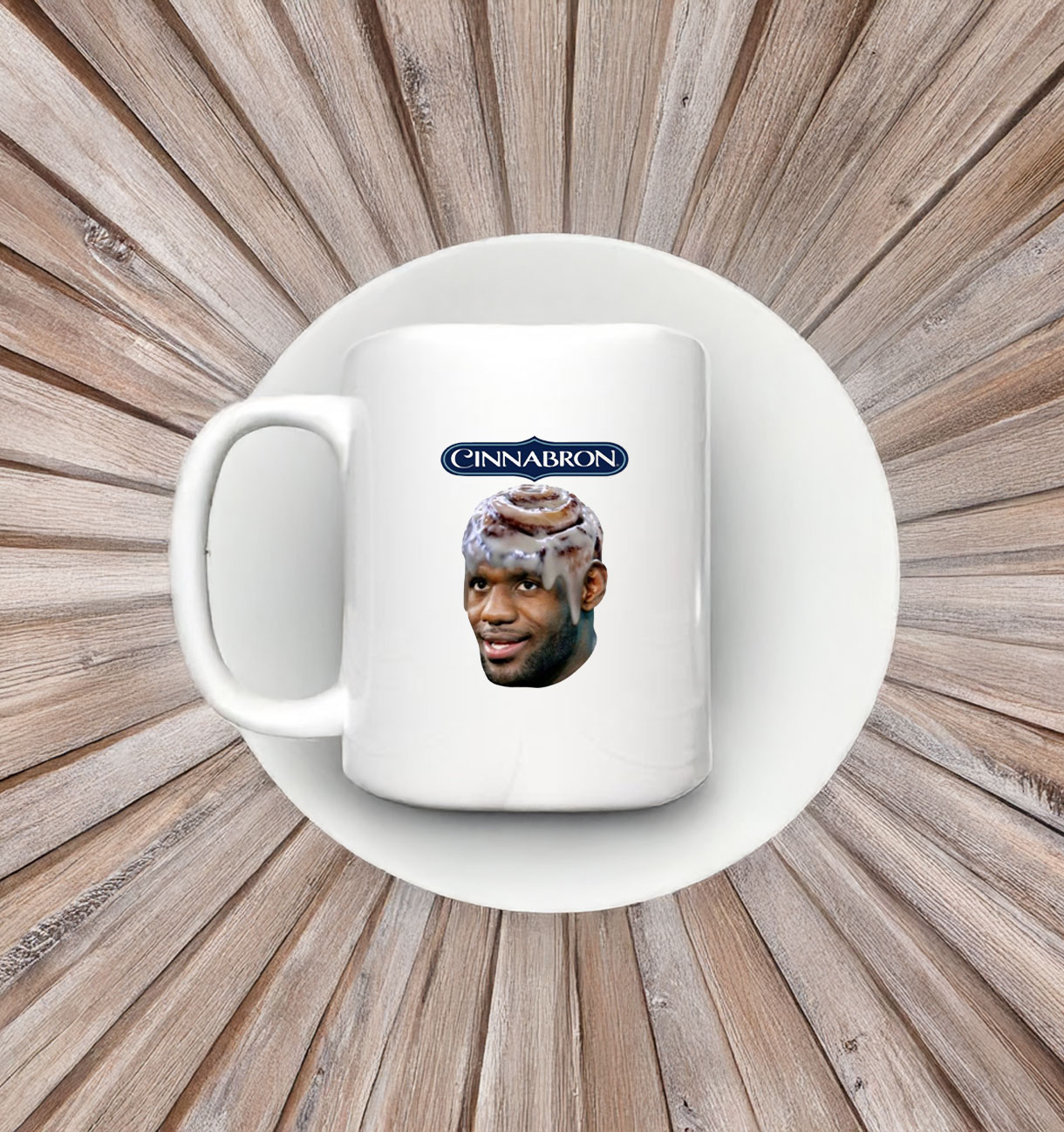 Boughettos Wearing Cinnabron Mug